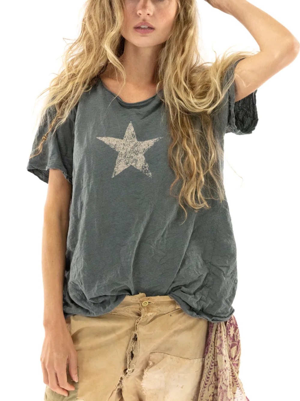 Magnolia Pearl Joseph Star Tee Ozzy Distressed Cotton Boy Fit T-Shirt 1035 OS